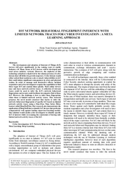 IoT Network Behavioral Fingerprint Inference with Limited Network Trace
  for Cyber Investigation: A Meta Learning Approach