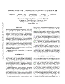 HumBug Zooniverse: a crowd-sourced acoustic mosquito dataset