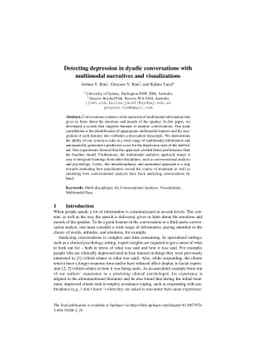 Detecting depression in dyadic conversations with multimodal narratives
  and visualizations