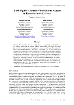Enabling the Analysis of Personality Aspects in Recommender Systems