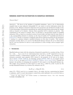 Minimax adaptive estimation in manifold inference