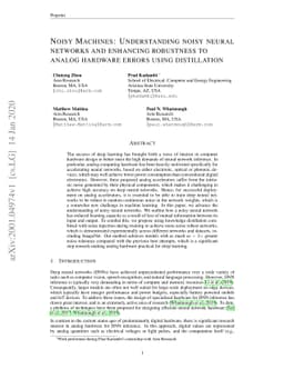 Noisy Machines: Understanding Noisy Neural Networks and Enhancing
  Robustness to Analog Hardware Errors Using Distillation