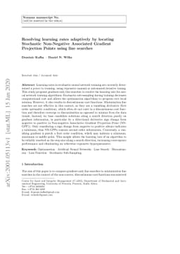 Resolving learning rates adaptively by locating Stochastic Non-Negative
  Associated Gradient Projection Points using line searches