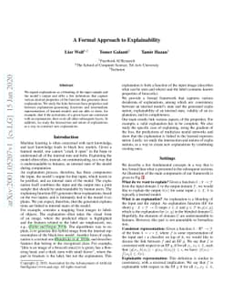 A Formal Approach to Explainability