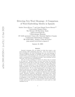Detecting New Word Meanings: A Comparison of Word Embedding Models in
  Spanish