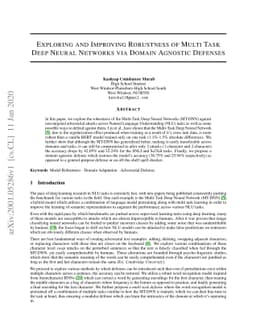 Exploring and Improving Robustness of Multi Task Deep Neural Networks
  via Domain Agnostic Defenses