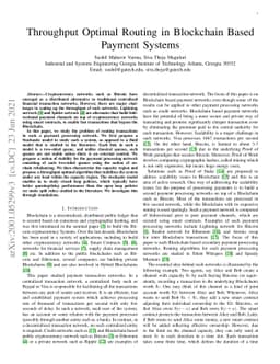 Throughput Optimal Routing in Blockchain Based Payment Systems