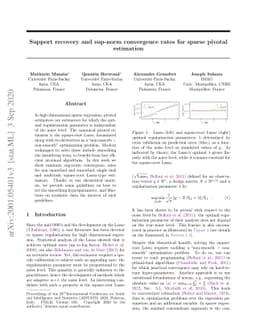 Support recovery and sup-norm convergence rates for sparse pivotal
  estimation