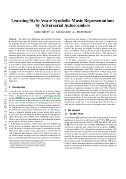 Learning Style-Aware Symbolic Music Representations by Adversarial
  Autoencoders