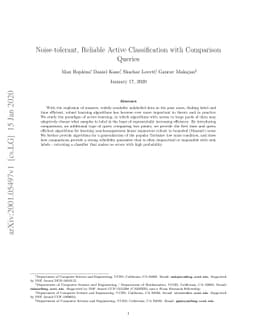Noise-tolerant, Reliable Active Classification with Comparison Queries