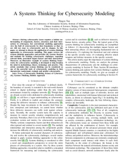 A Systems Thinking for Cybersecurity Modeling