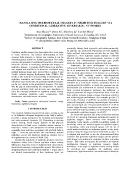 Translating multispectral imagery to nighttime imagery via conditional
  generative adversarial networks