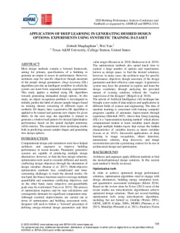 Application of Deep Learning in Generating Desired Design Options:
  Experiments Using Synthetic Training Dataset