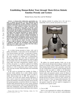 Establishing Human-Robot Trust through Music-Driven Robotic Emotion
  Prosody and Gesture