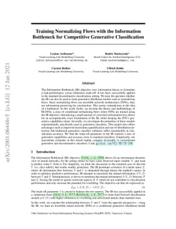 Training Normalizing Flows with the Information Bottleneck for
  Competitive Generative Classification