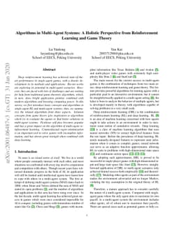 Algorithms in Multi-Agent Systems: A Holistic Perspective from
  Reinforcement Learning and Game Theory