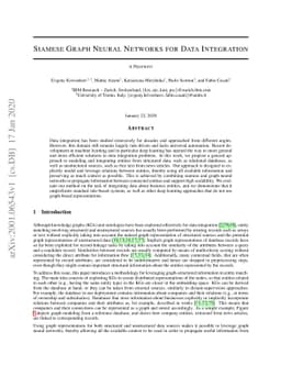 Siamese Graph Neural Networks for Data Integration