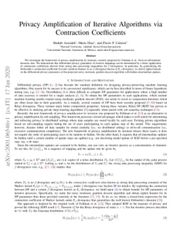Privacy Amplification of Iterative Algorithms via Contraction
  Coefficients