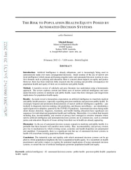 The Risk to Population Health Equity Posed by Automated Decision
  Systems: A Narrative Review