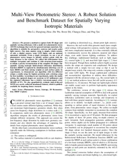 Multi-View Photometric Stereo: A Robust Solution and Benchmark Dataset
  for Spatially Varying Isotropic Materials
