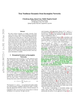 True Nonlinear Dynamics from Incomplete Networks