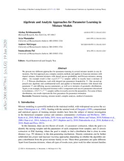 Algebraic and Analytic Approaches for Parameter Learning in Mixture
  Models