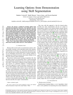 Learning Options from Demonstration using Skill Segmentation