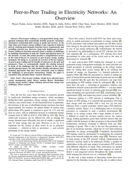Peer-to-Peer Trading in Electricity Networks: An Overview