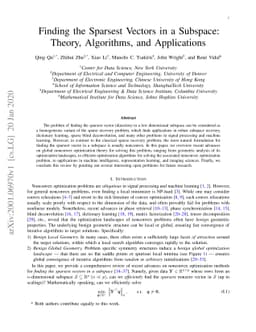 Finding the Sparsest Vectors in a Subspace: Theory, Algorithms, and
  Applications