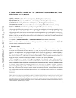 A Simple Model for Portable and Fast Prediction of Execution Time and
  Power Consumption of GPU Kernels