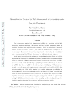 Generalization Bounds for High-dimensional M-estimation under Sparsity
  Constraint