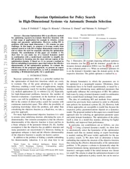 Bayesian Optimization for Policy Search in High-Dimensional Systems via
  Automatic Domain Selection