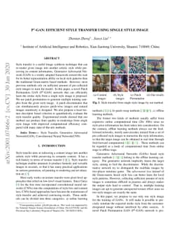 P$^2$-GAN: Efficient Style Transfer Using Single Style Image