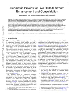 Geometric Proxies for Live RGB-D Stream Enhancement and Consolidation