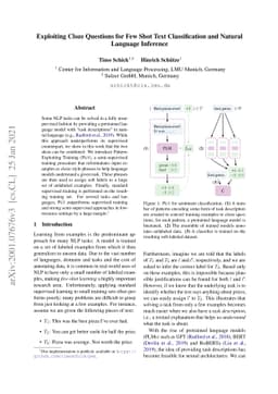 Exploiting Cloze Questions for Few Shot Text Classification and Natural
  Language Inference