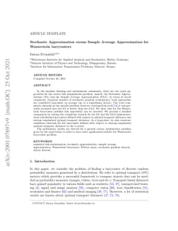 Stochastic Approximation versus Sample Average Approximation for
  population Wasserstein barycenters