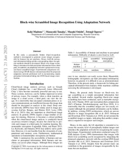 Block-wise Scrambled Image Recognition Using Adaptation Network