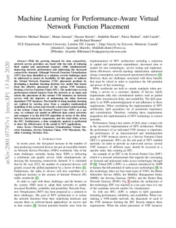 Machine Learning for Performance-Aware Virtual Network Function
  Placement