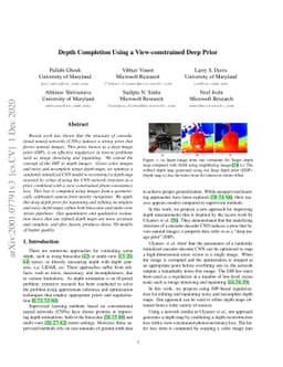 Depth Completion Using a View-constrained Deep Prior