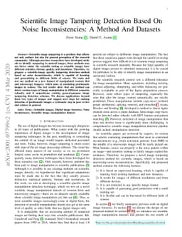 Scientific Image Tampering Detection Based On Noise Inconsistencies: A
  Method And Datasets