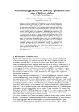Accelerating supply chains with Ant Colony Optimization across range of
  hardware solutions