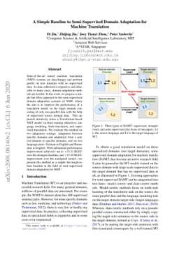 A Simple Baseline to Semi-Supervised Domain Adaptation for Machine
  Translation