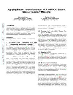Applying Recent Innovations from NLP to MOOC Student Course Trajectory
  Modeling