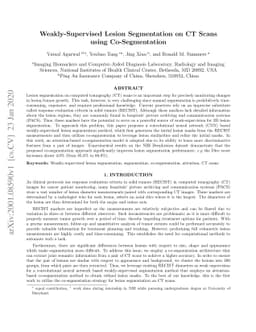 Weakly-Supervised Lesion Segmentation on CT Scans using Co-Segmentation