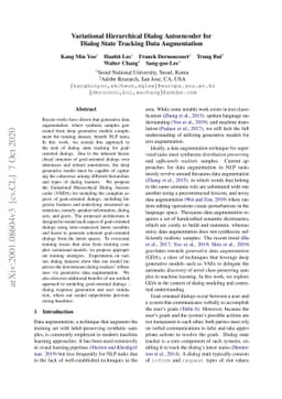 Variational Hierarchical Dialog Autoencoder for Dialog State Tracking
  Data Augmentation
