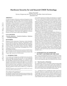 Hardware Security for and beyond CMOS Technology