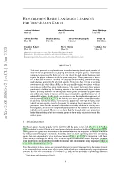 Exploration Based Language Learning for Text-Based Games