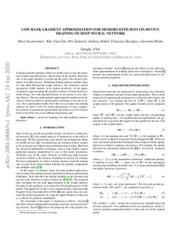 Low-rank Gradient Approximation For Memory-Efficient On-device Training
  of Deep Neural Network