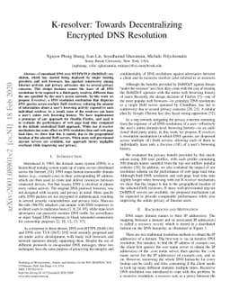 K-resolver: Towards Decentralizing Encrypted DNS Resolution