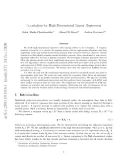 Imputation for High-Dimensional Linear Regression